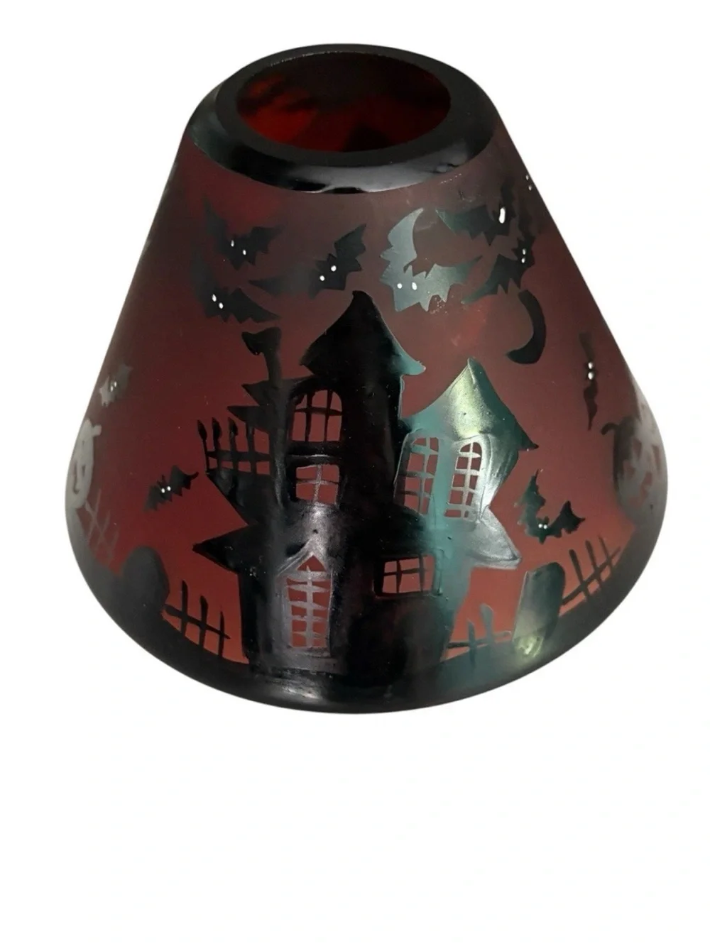 Yankee Candle HALLOWEEN SHADE Haunted House Pumpkin Bats RETIRED Orange Black